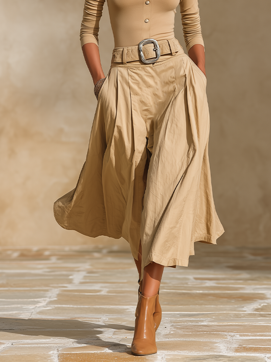 Women's Pleated Belted Two-Piece Set – ModClo