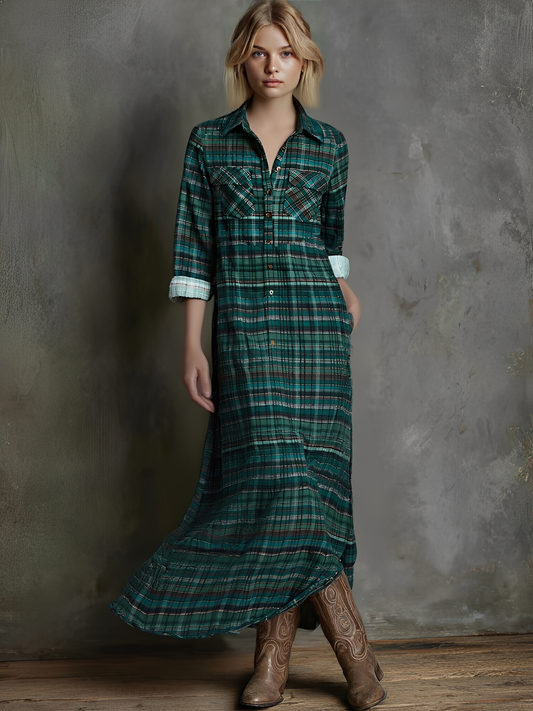 Women's Plaid Print Maxi Dress – ModClo