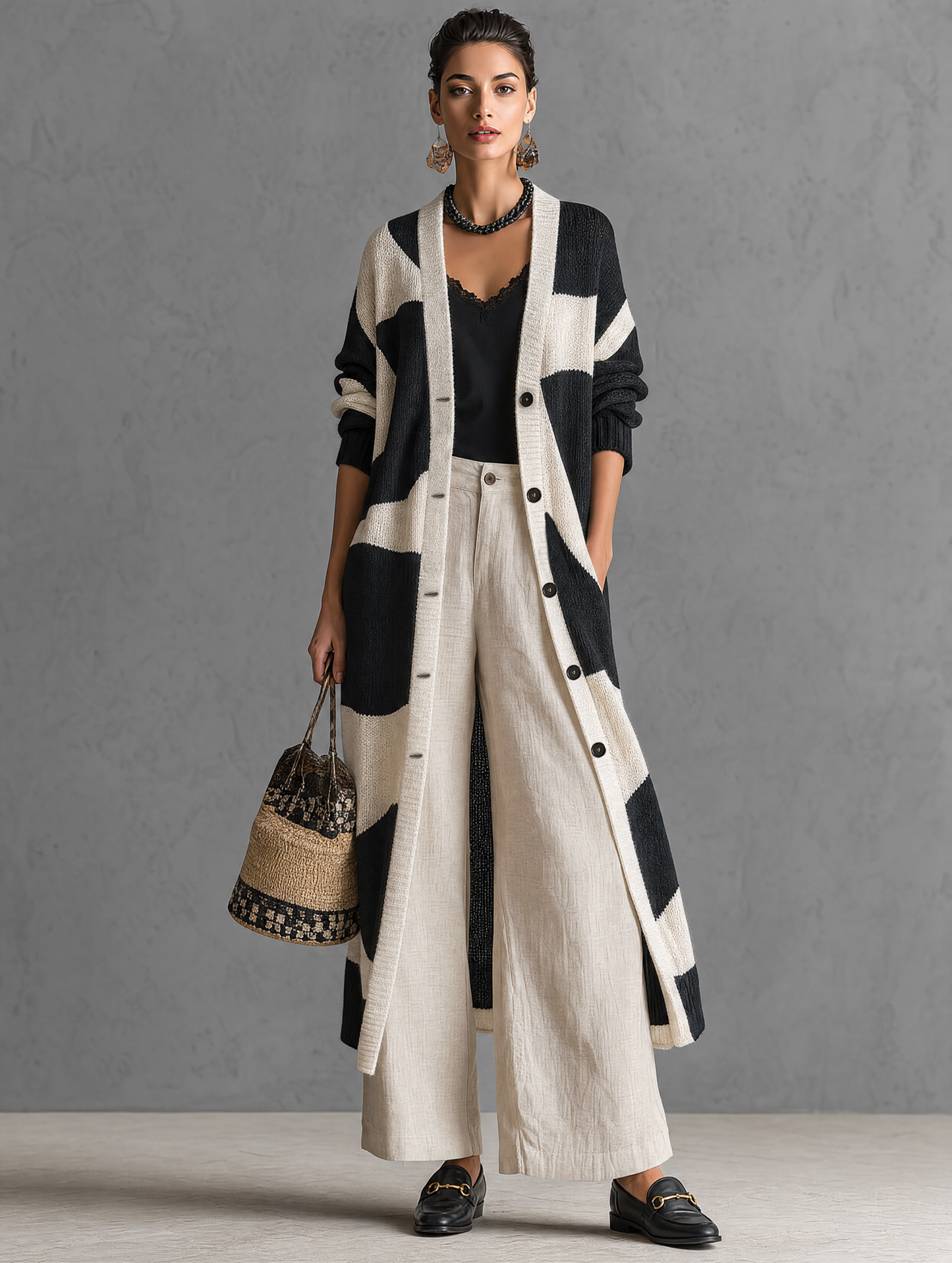 Women's Jacquard Color Block Cardigan – ModClo