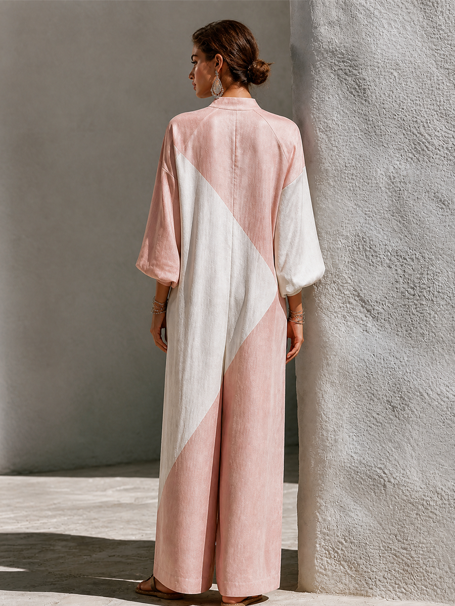 Women's Linen Stand Collar Jumpsuit – ModClo