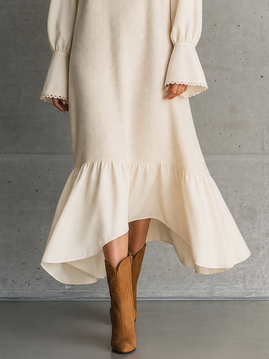 Women's Beige Ribbed Maxi Dress – ModClo