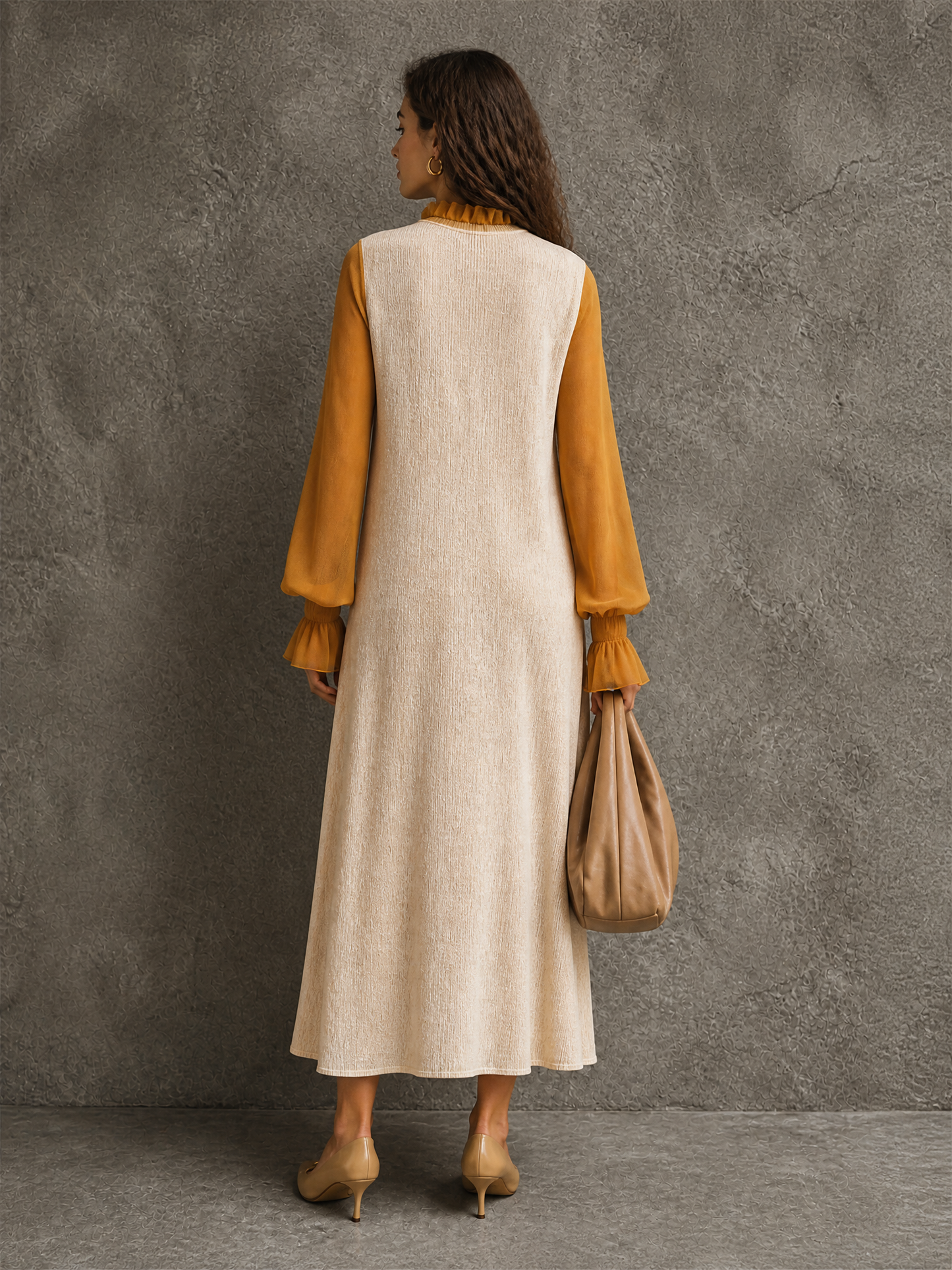 Women's Knit Colorblock Lantern Maxi Dress – ModClo
