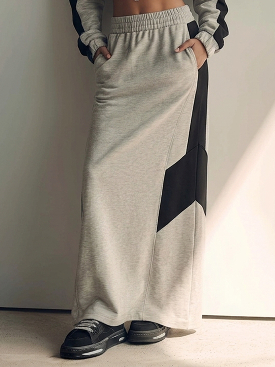 Women's Color Block Cropped Skirt Set – ModClo