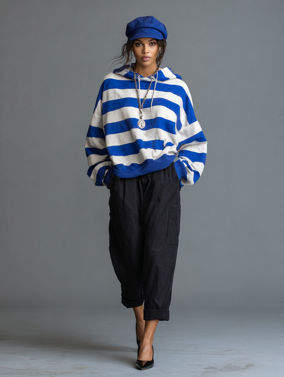 Women's Cotton Striped Vintage Cargo Trouser Set – ModClo