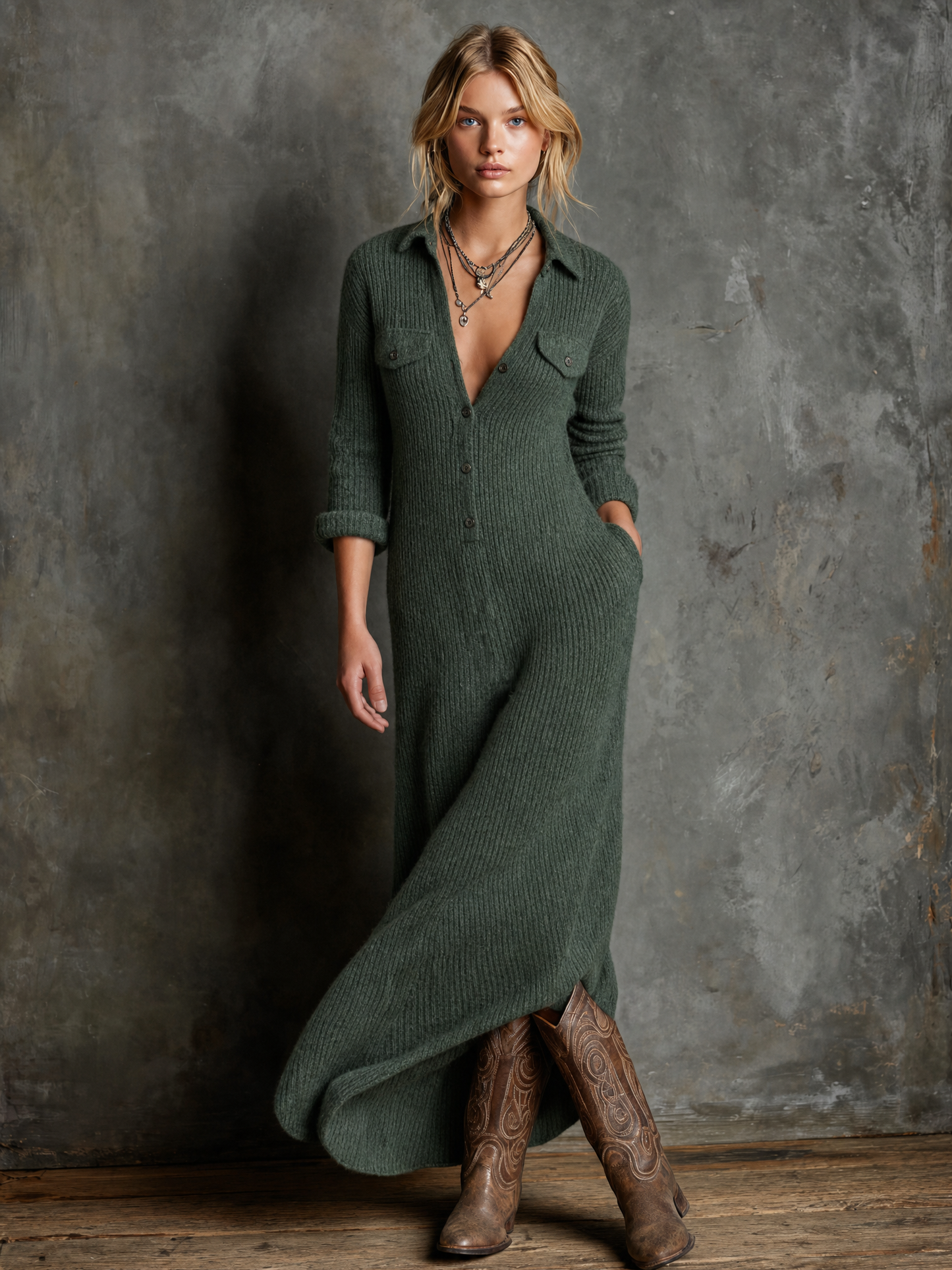 Women's Vintage Button Front Sweater Dress – ModClo