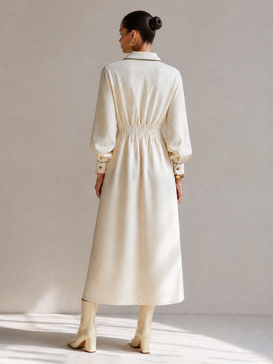 Women's Black Long Sleeve Belted Midi Dress – ModClo