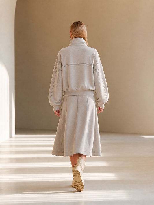 Women's Long Sleeve Stand Collar Skirt Set – ModClo