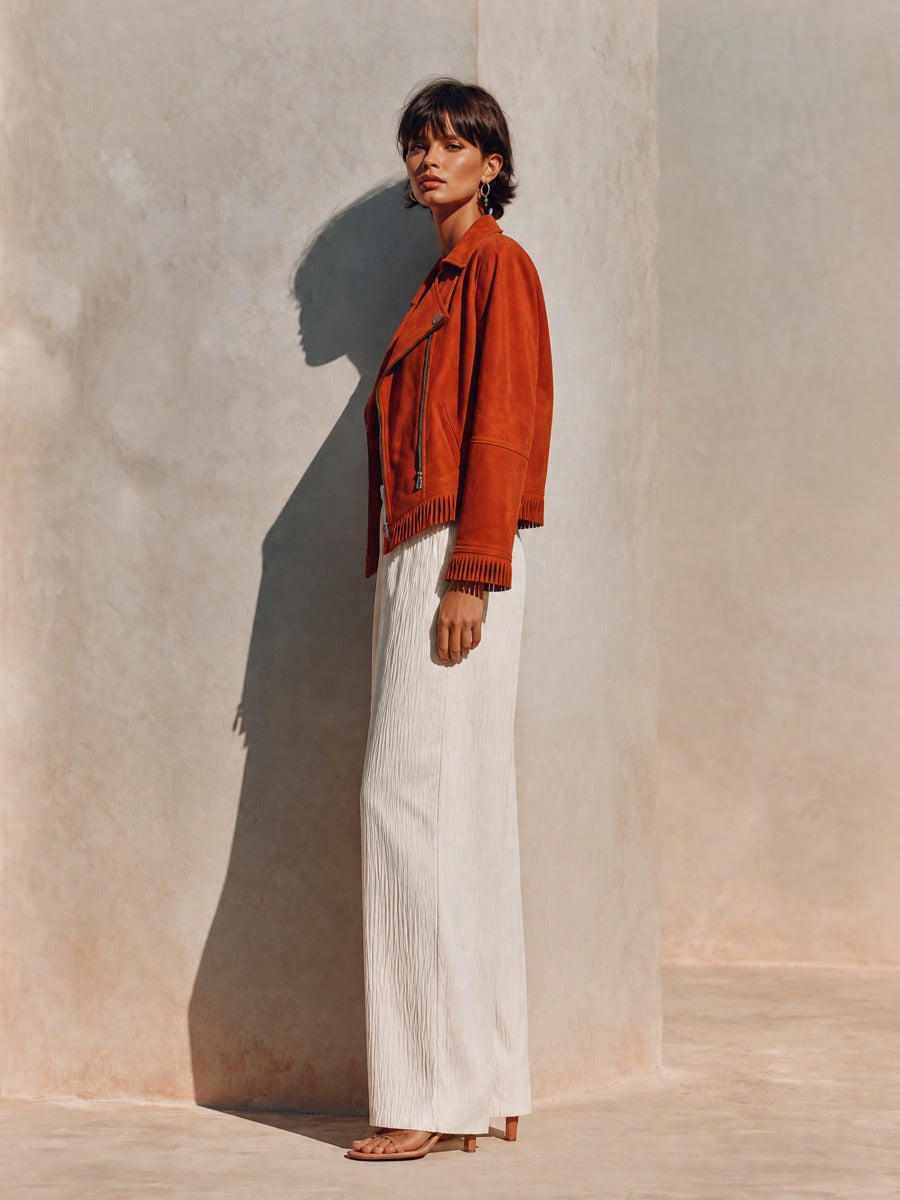Women's Suede Lapel Fringe Jacket – ModClo