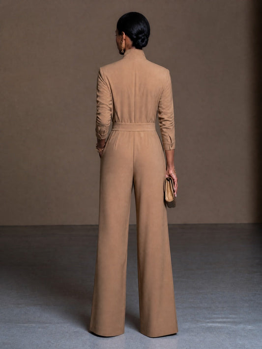 Women's Long Sleeve Zipper Stand Collar Jumpsuit – ModClo