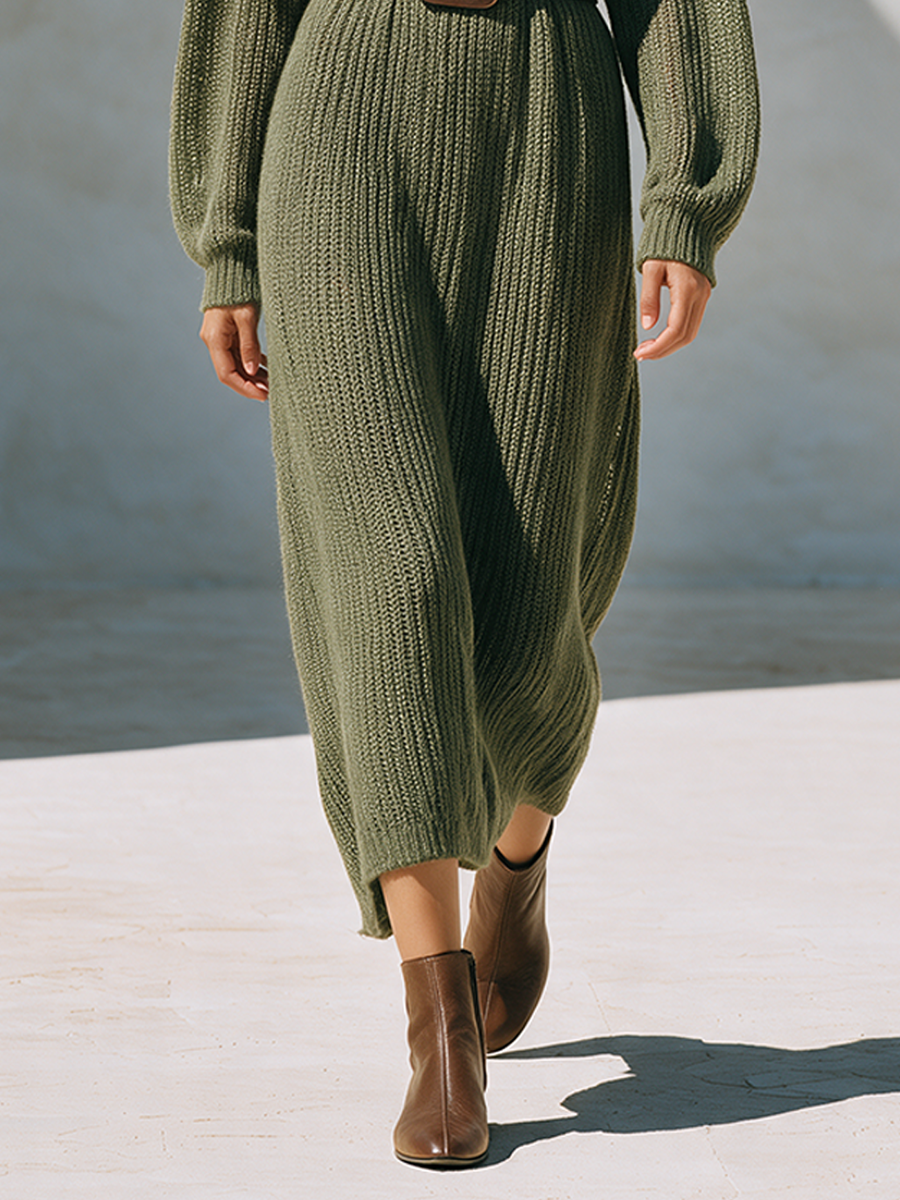 Women's Knit Long Sleeve Maxi Dress – ModClo