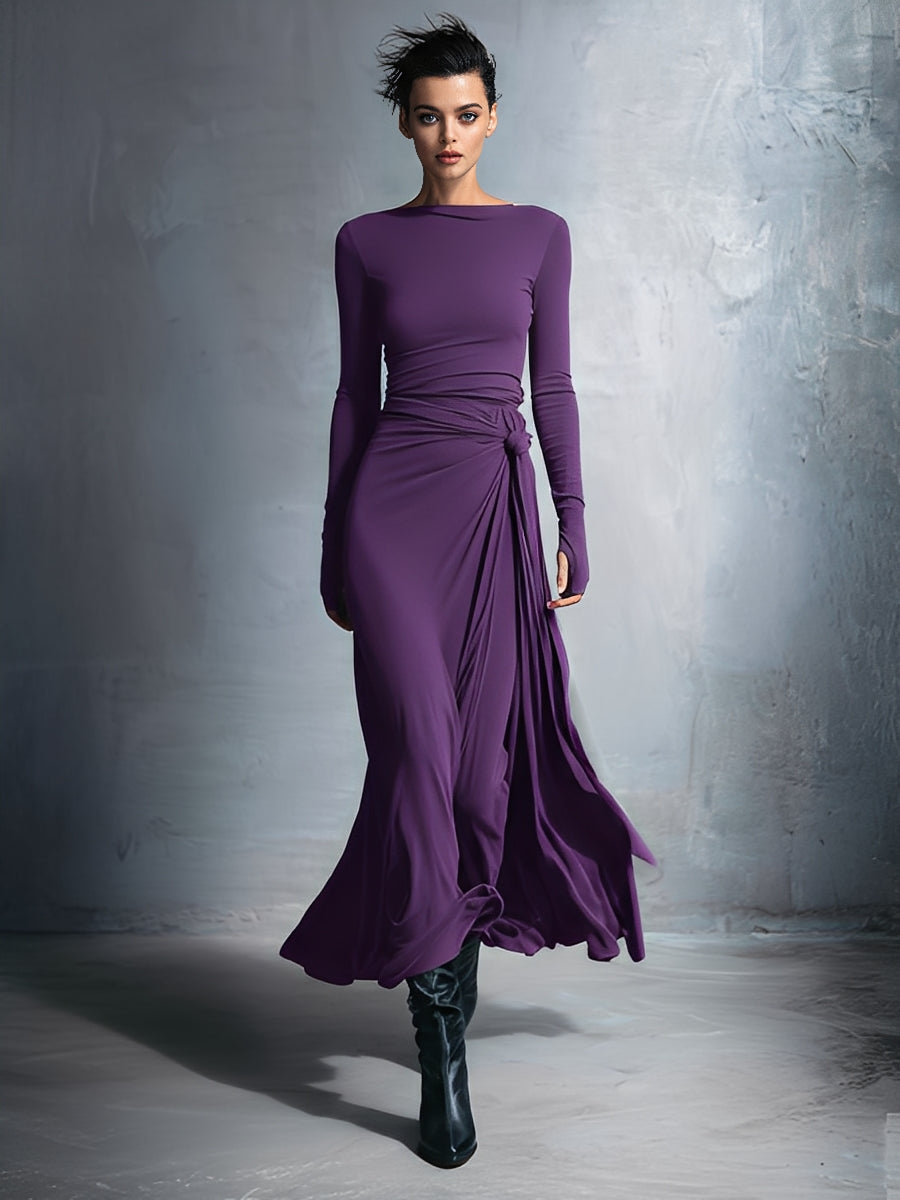 Women's Grey Stretch Wrap Maxi Dress – ModClo
