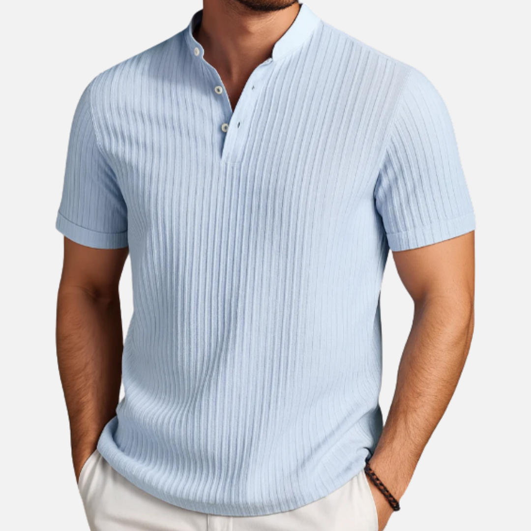 Men's Textured Waffle Knit Polo Shirt
