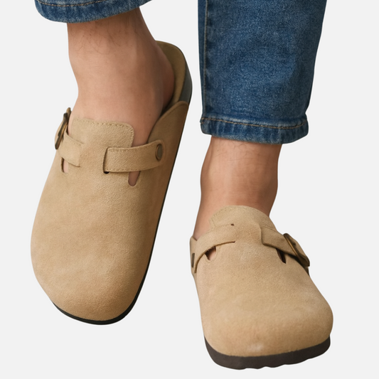 Men's Cushioned Suede Buckle Sandals