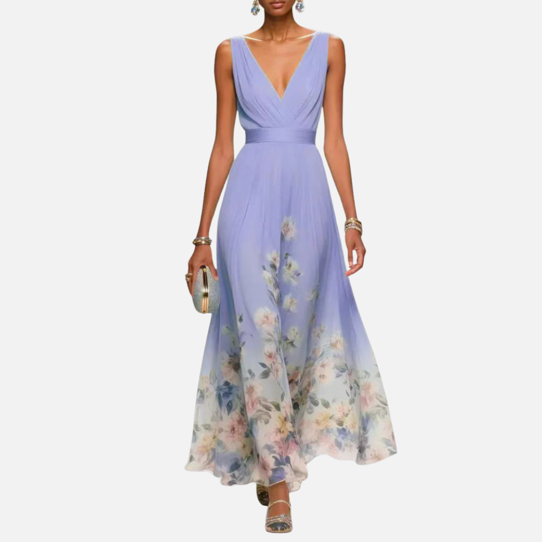 Women's Floral Chiffon Maxi Dress