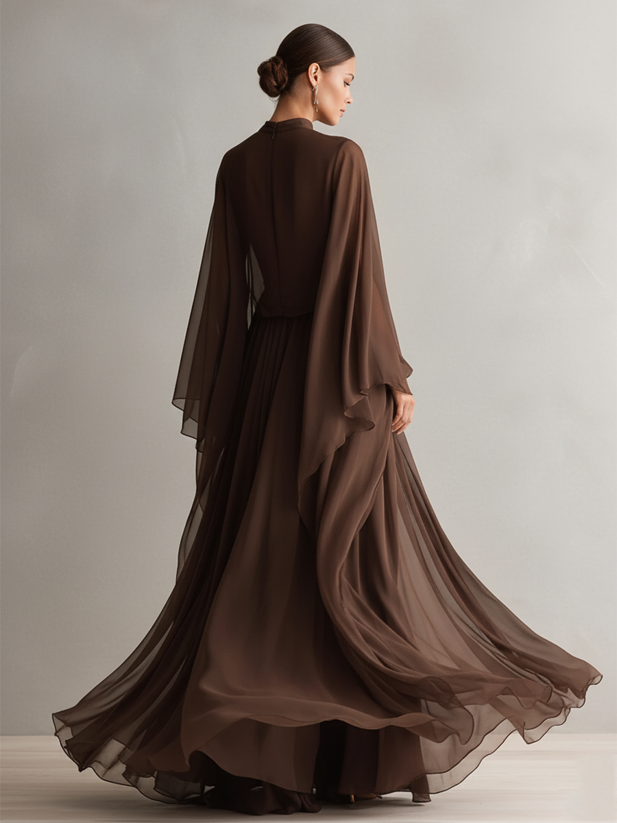 Women's Brown Chiffon Dress – ModClo