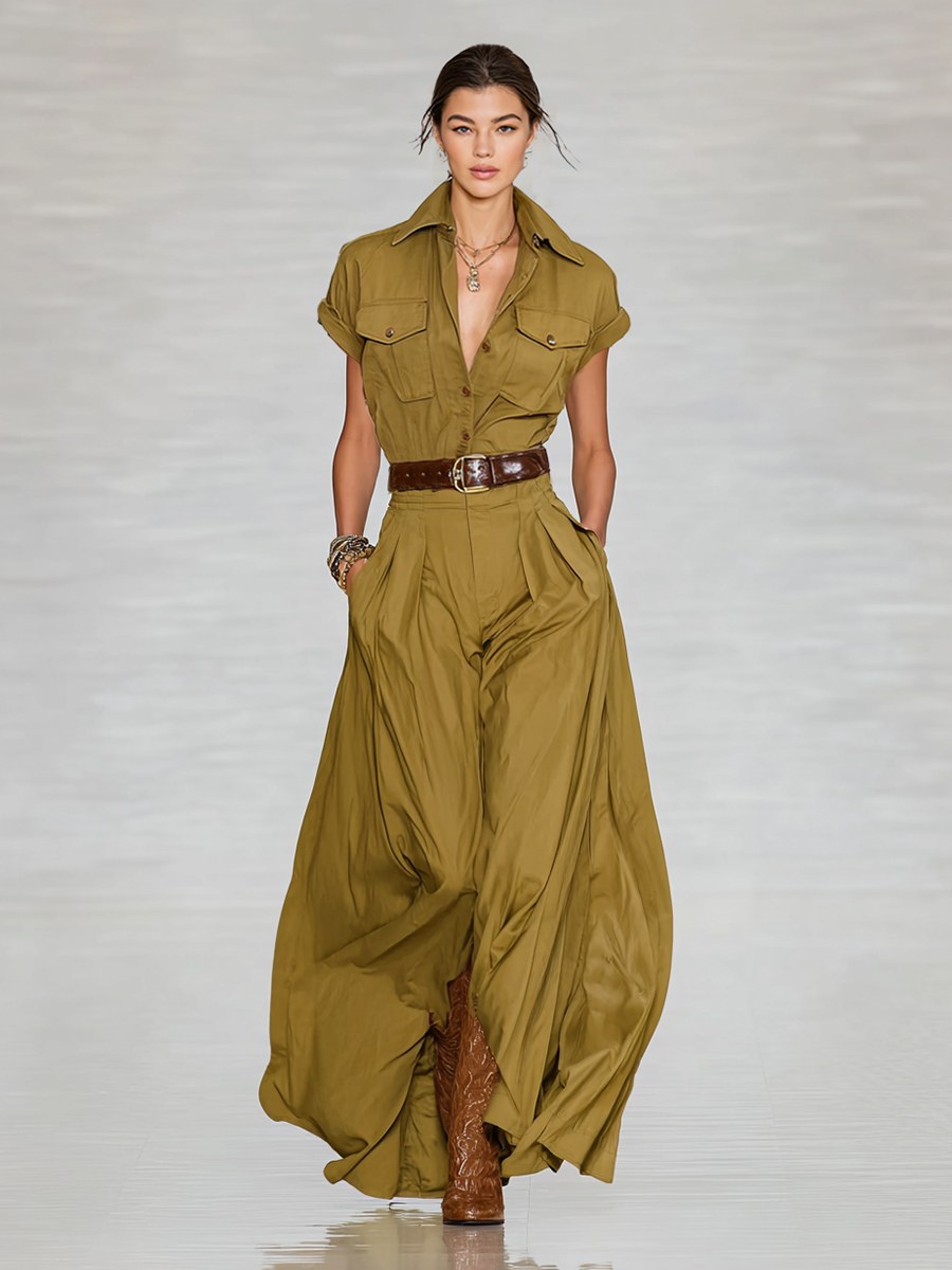 Women's Cotton Lapel Maxi Dress – ModClo