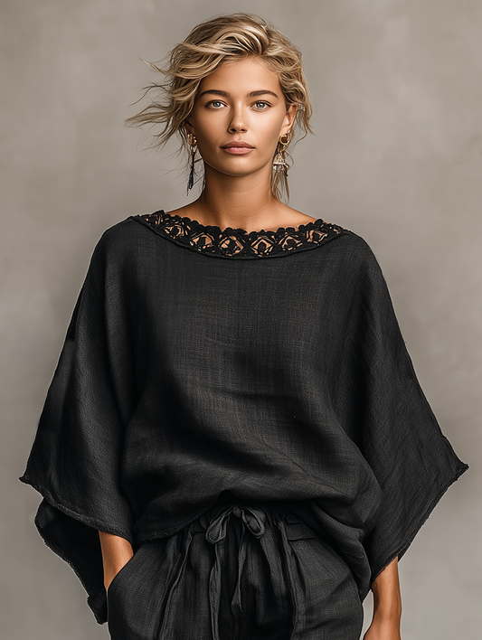 Women's Linen Blend Lace Shorts Set – ModClo