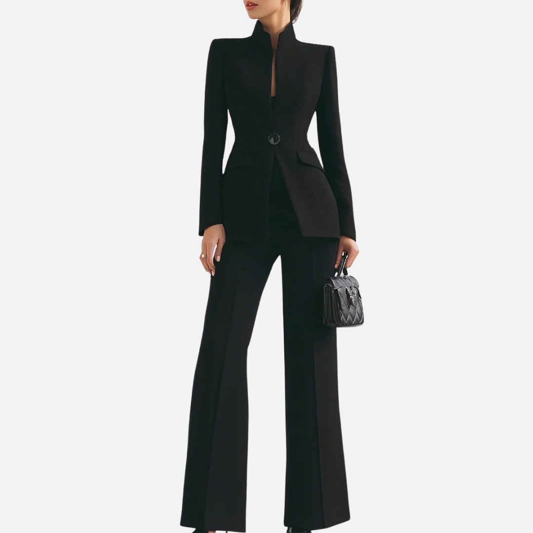 Women's Tailored Stand Collar 2-Piece Pant Suit