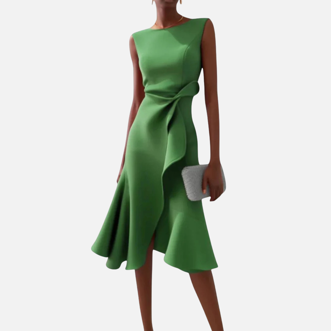 Women's Elegant Ruffle Cocktail Midi Dress