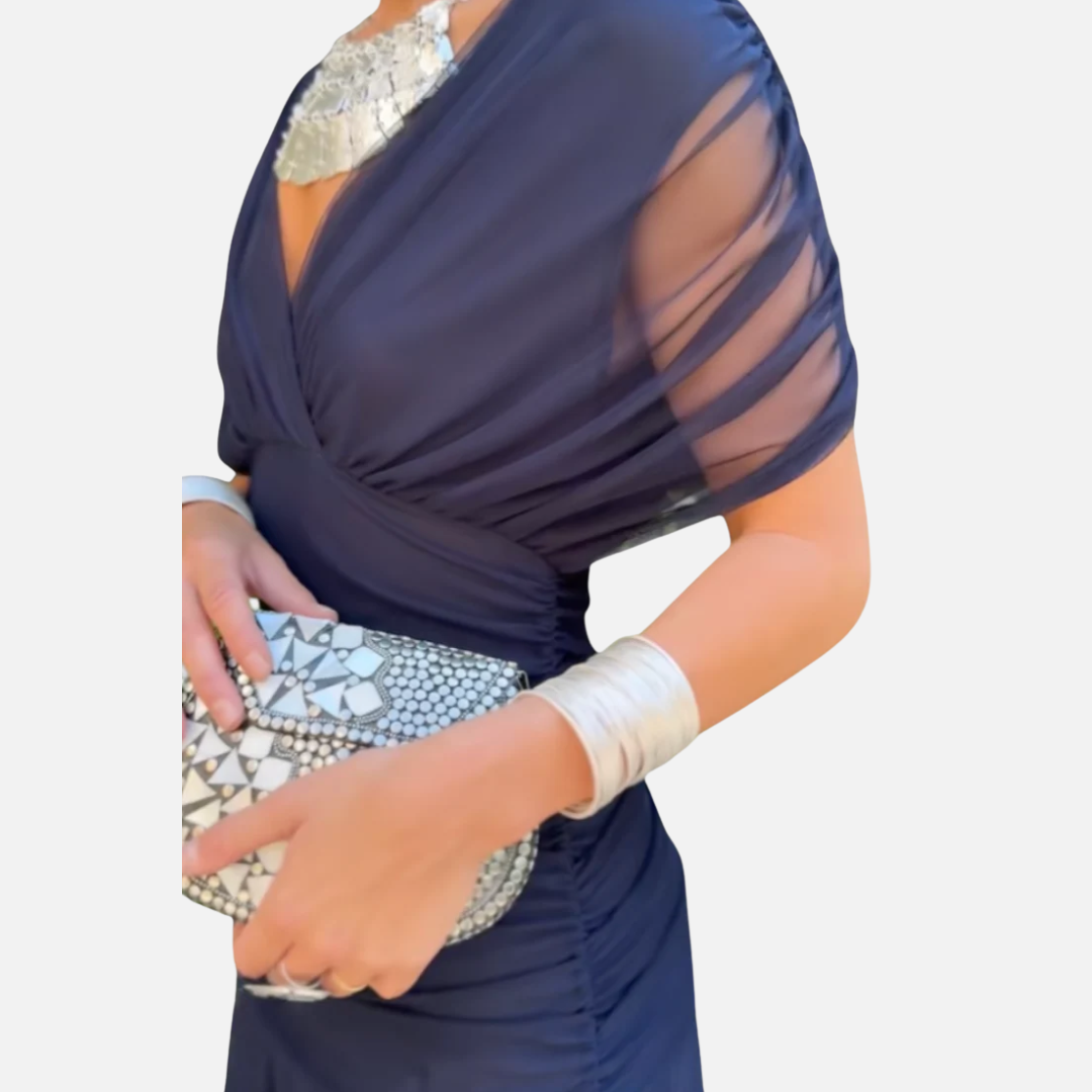 Women's Formal Off-Shoulder Chiffon Dress | Twisted Knot Bodice Wedding Guest