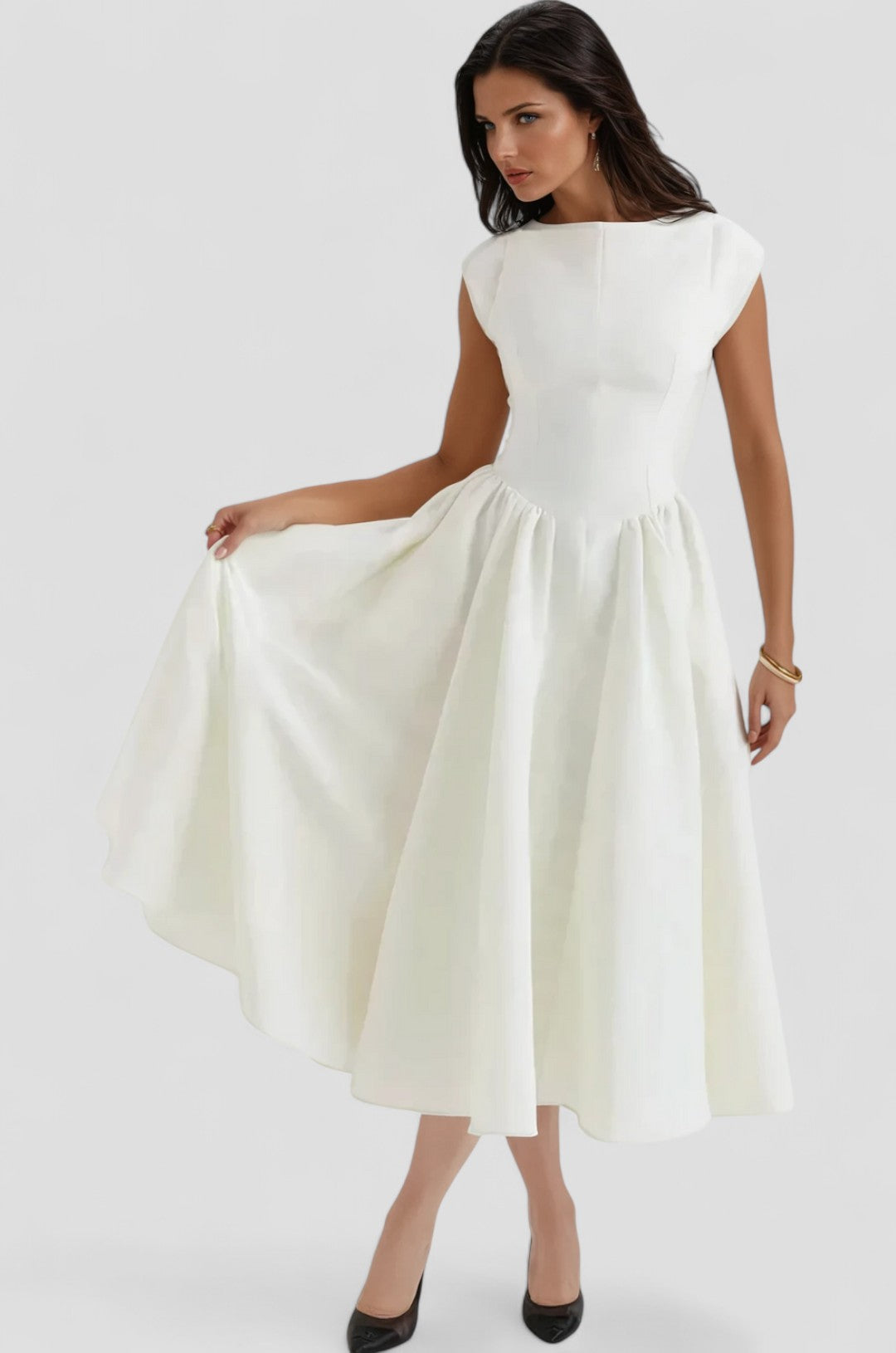 Pleated Sleeveless Midi Dress for Summer Occasions