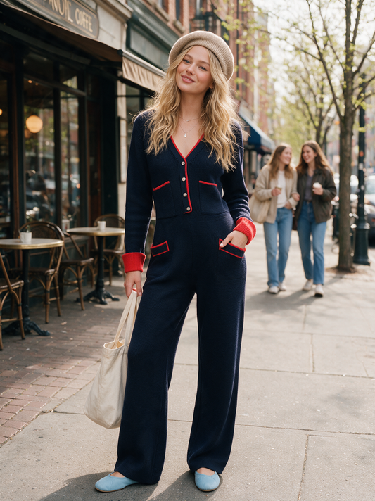 Women's Red Knit Jumpsuit – ModClo
