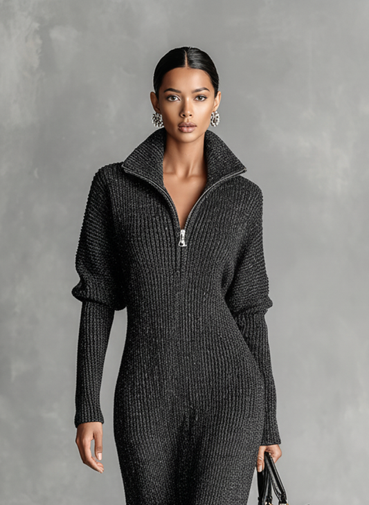 Women's Knit Zipper Maxi Dress – ModClo