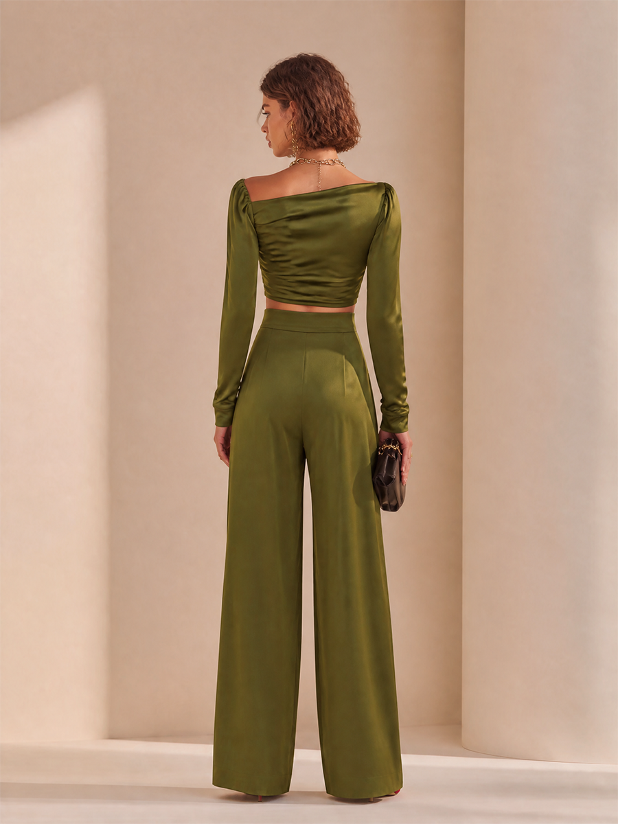 Women's Long Sleeve Ruched Asymmetric Set – ModClo