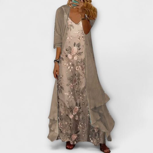 Women's Elegant Maxi Dress Two-Piece Set