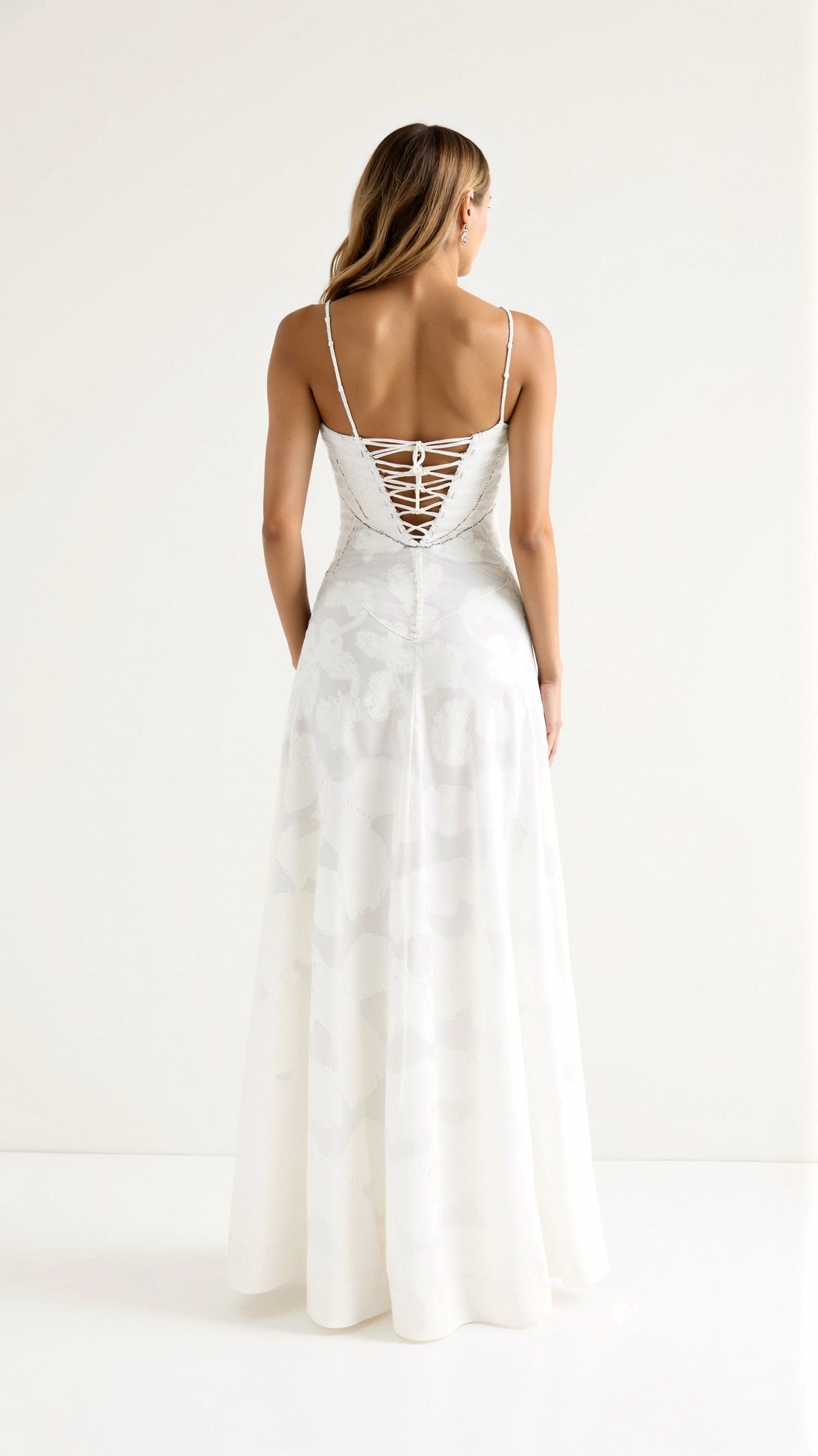Floral Lace Corset Maxi Dress Spaghetti Strap A-Line – ModClo, view 2