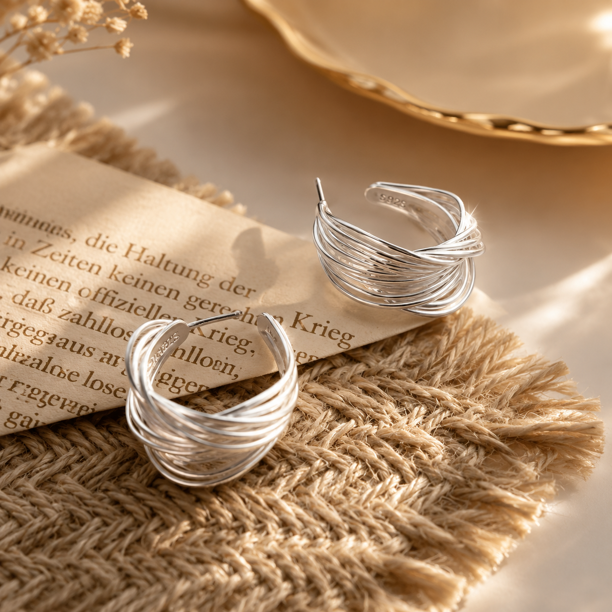 Sterling Silver Hoop Earrings for Women, Cubic Zirconia