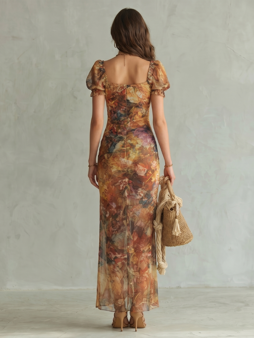 Women's Midi Dress Ruffled Sleeves Wedding Guest