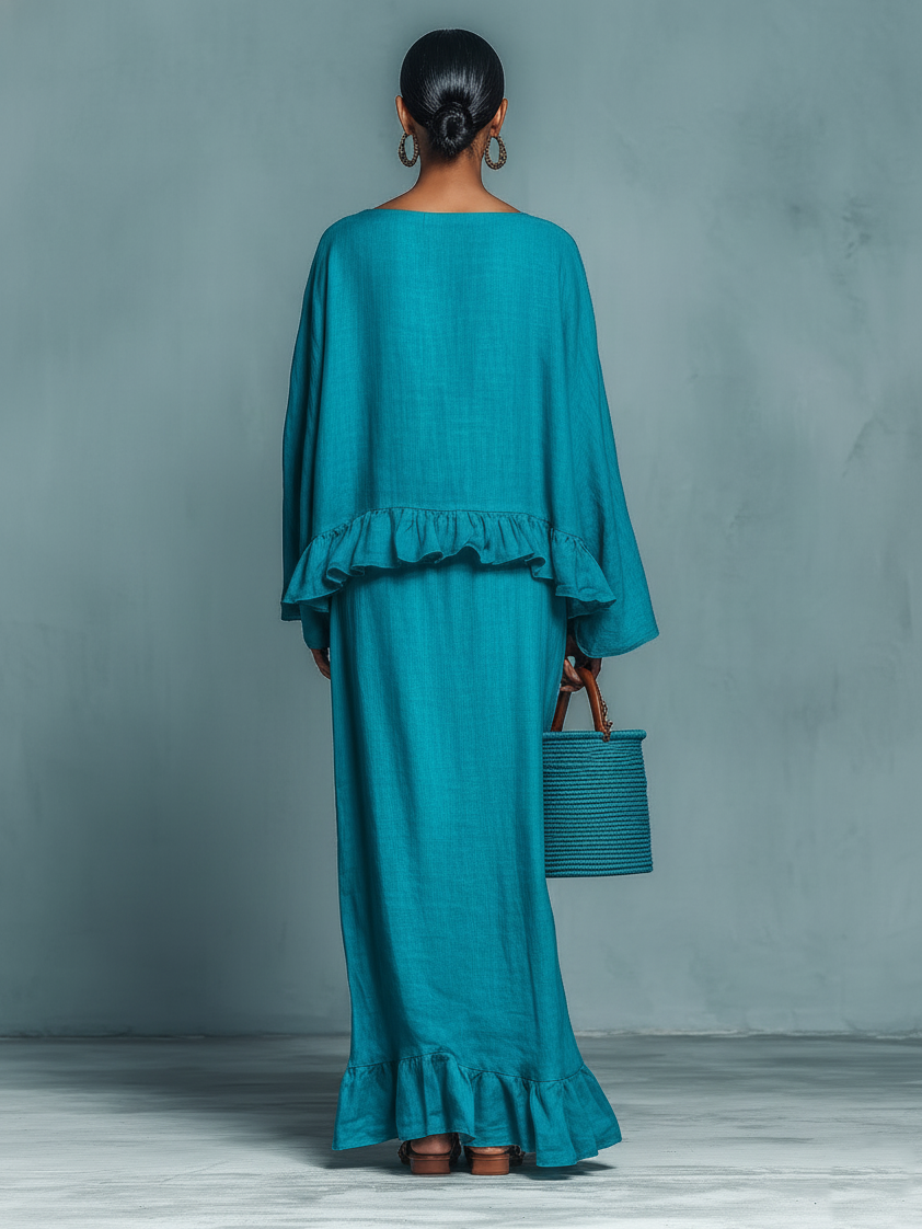 Women's Linen Blend Blouse Skirt Set – ModClo