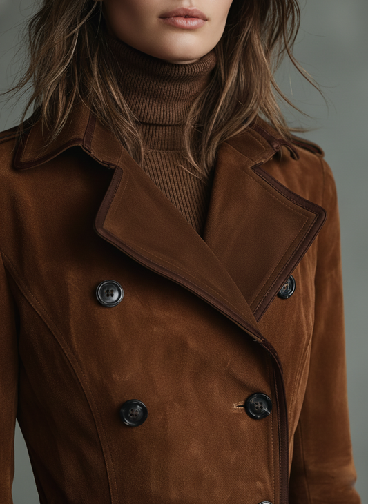 Women's Suede Lapel Long Coat – ModClo