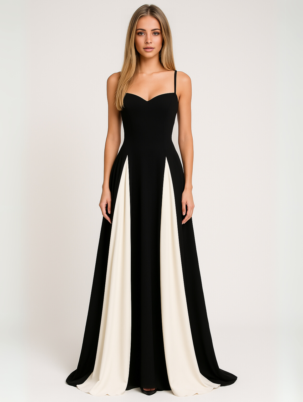 Women's Two-Tone Sweetheart Maxi Dress