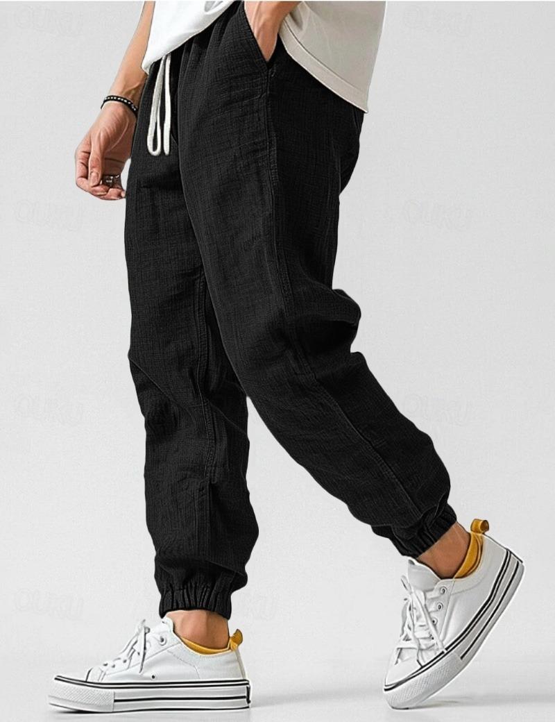 Men's Linen Relaxed Fit Jogger Pants