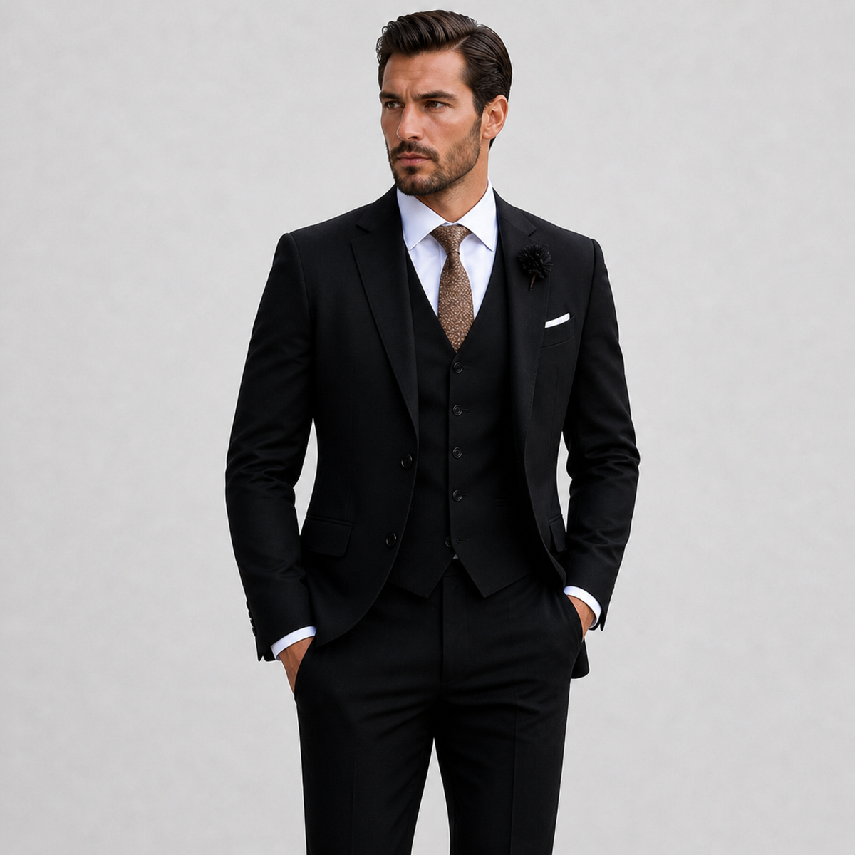 Men's Linen Three-Piece Suit Smart Casual