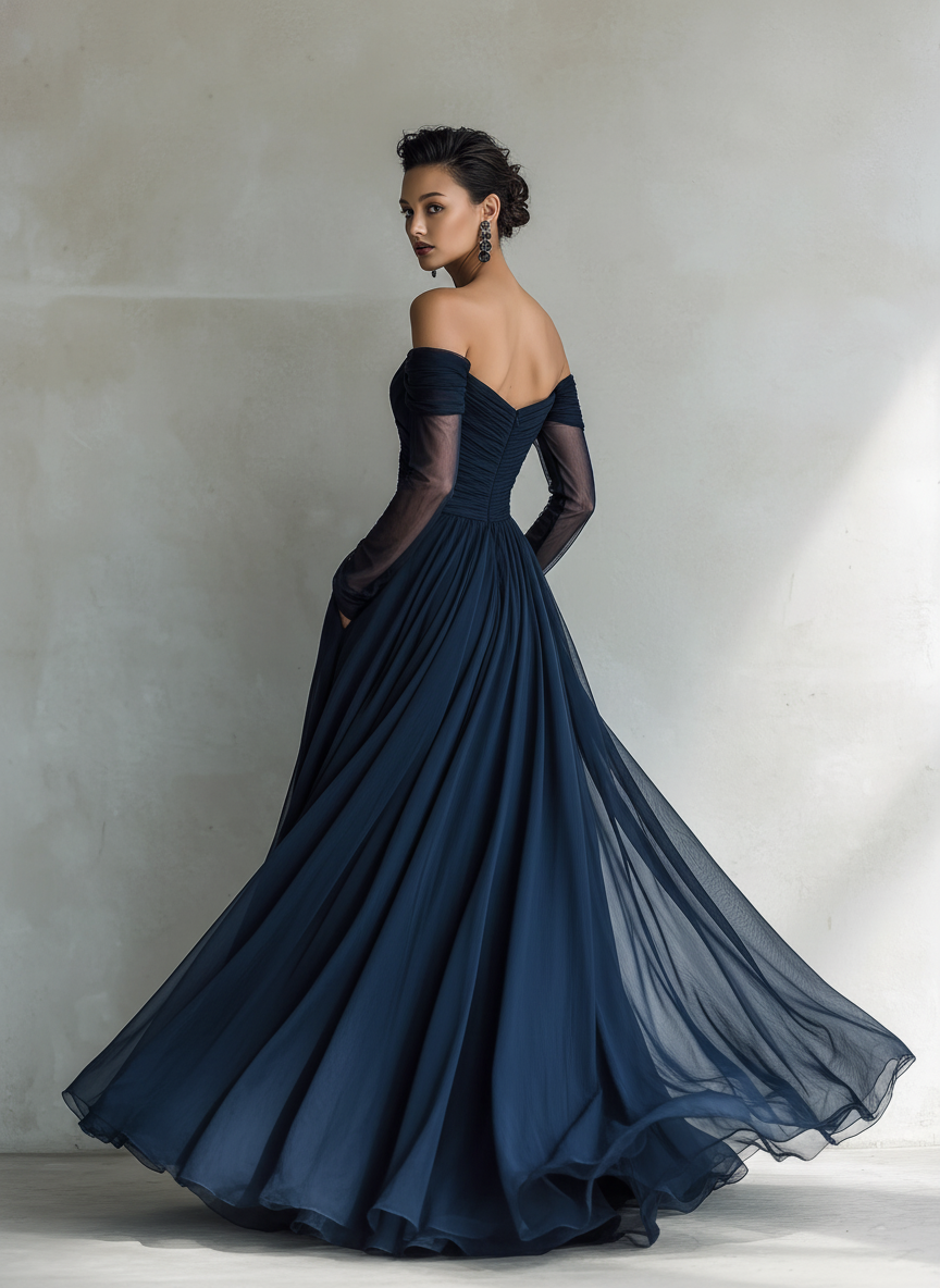 Women's Blue Chiffon Maxi Dress – ModClo