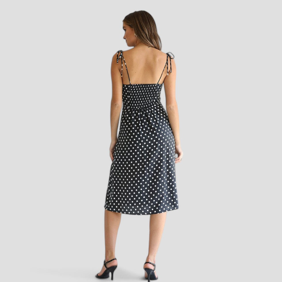 Polka Dot Midi Dress Elegant Coquette Summer Style