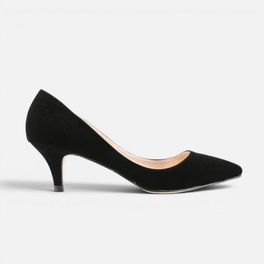 Suede Pointed-Toe Mid Heel Court Shoes – ModClo, view 2