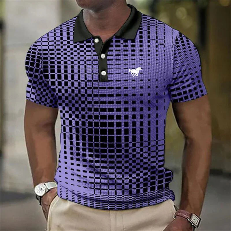 Men's Geometric Print Stretch Polo