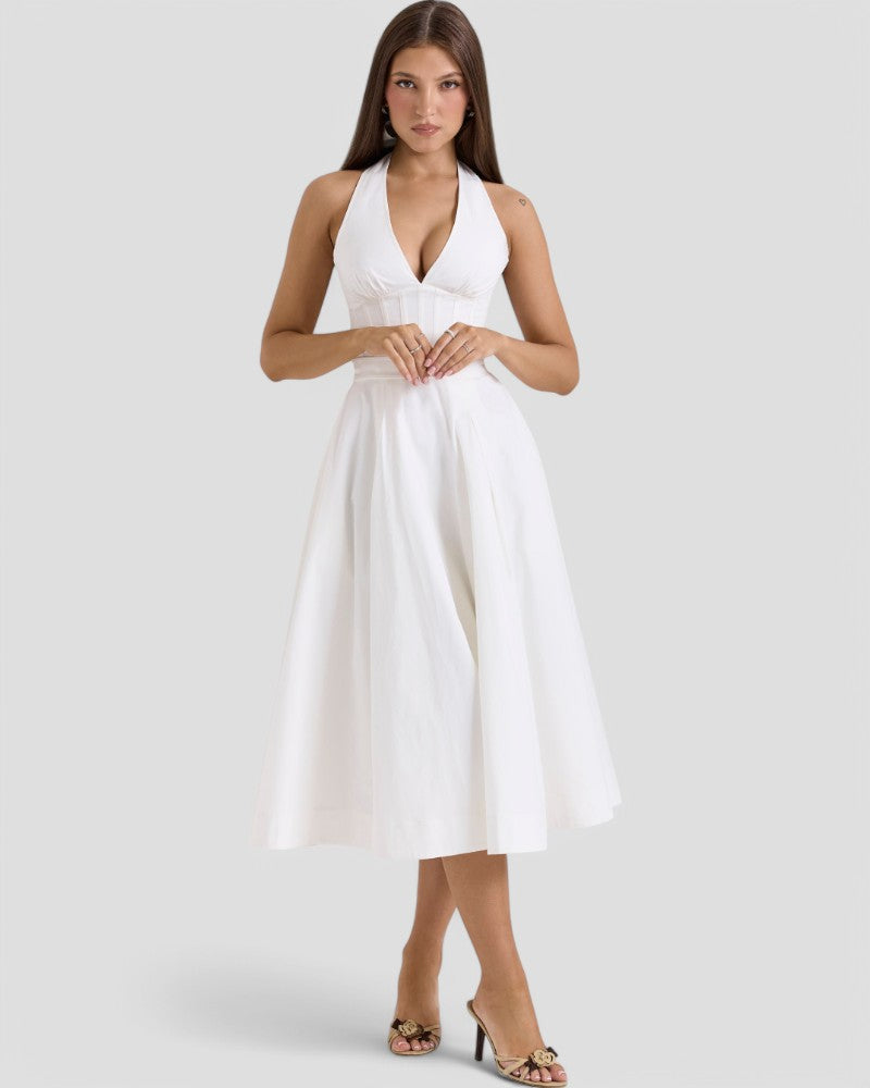 Corset Halter Midi Dress for Women's