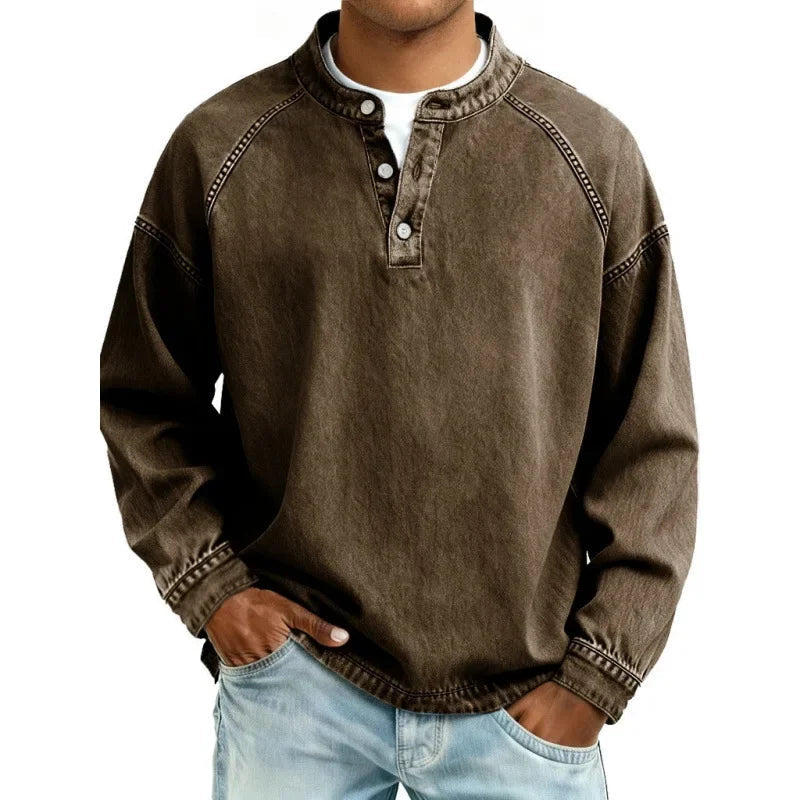 Men's Vintage Button-Up Long Sleeve Shirt