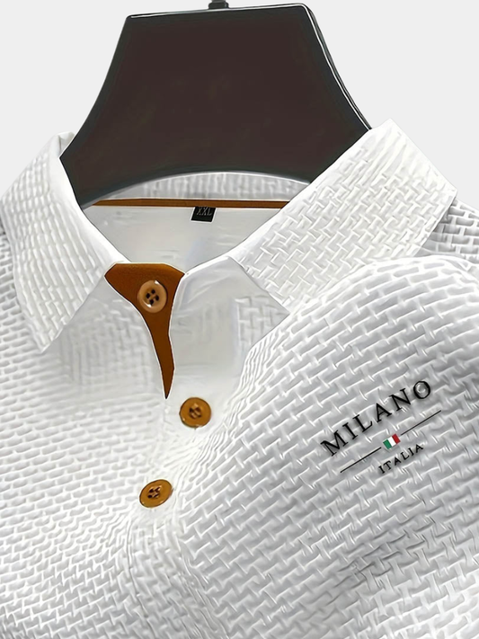 Men's Textured Knit Polo Shirt Short Sleeve