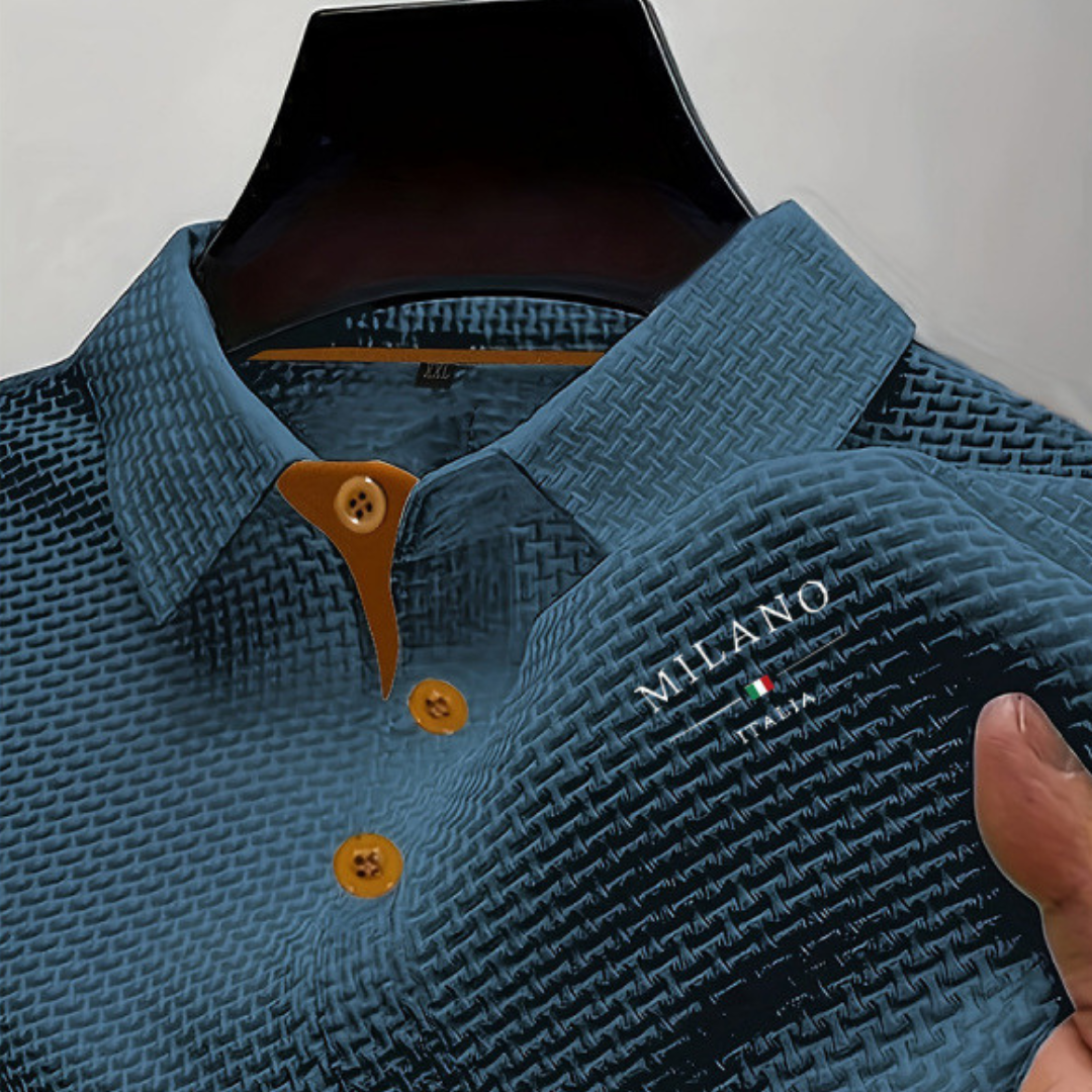 Men's Textured Knit Polo Shirt Short Sleeve