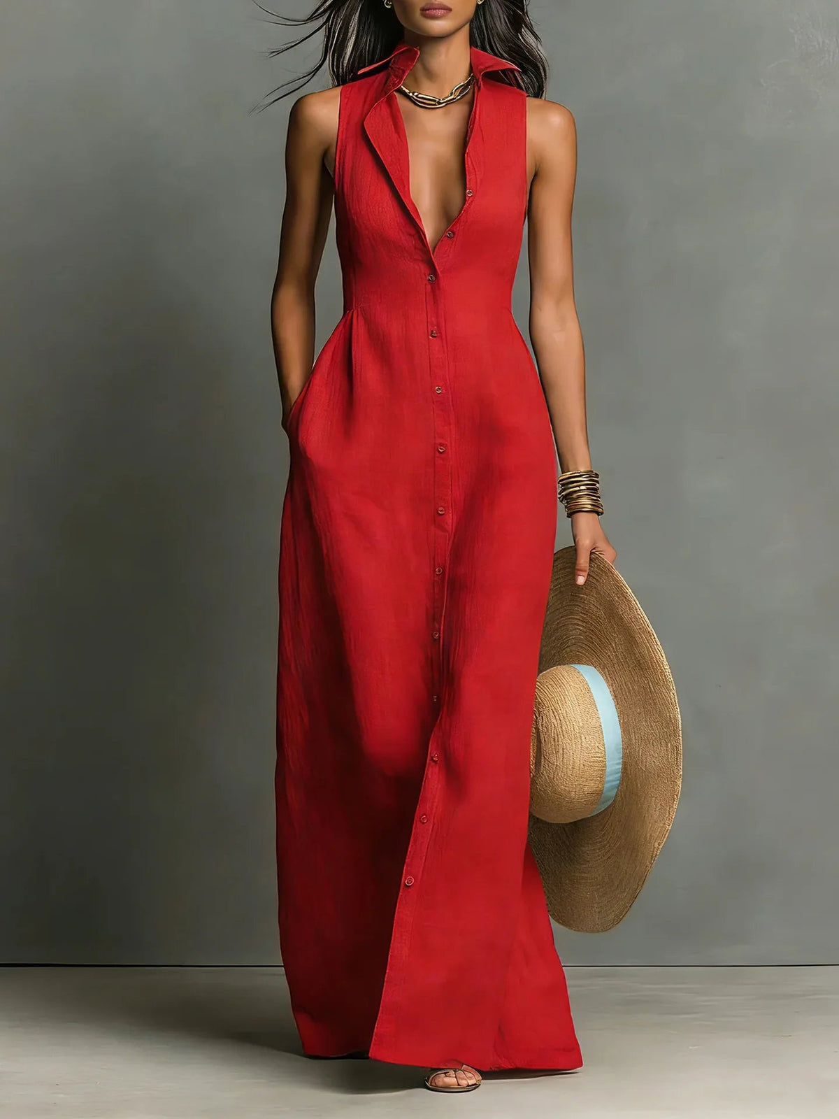 Valeria Elegant Lapel Shirt Dress 1