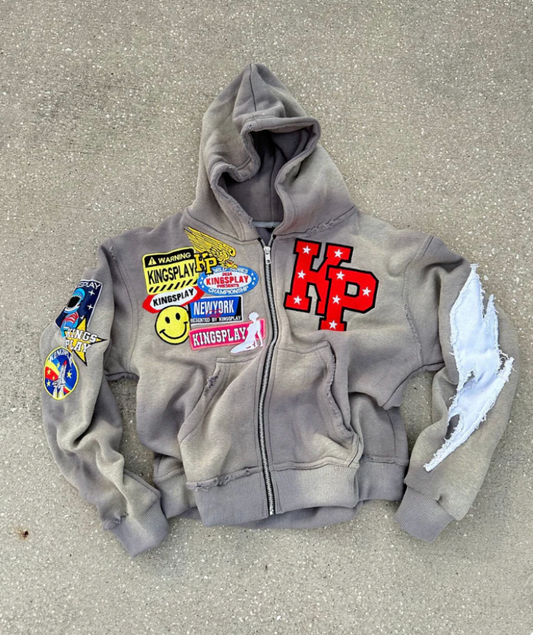 Men's Graphic Patch Zip Up Jacket