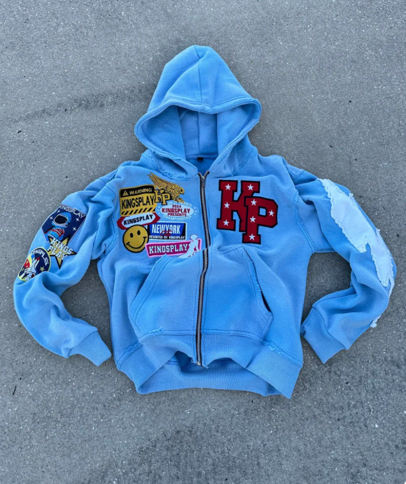 Men's Graphic Patch Zip Up Jacket