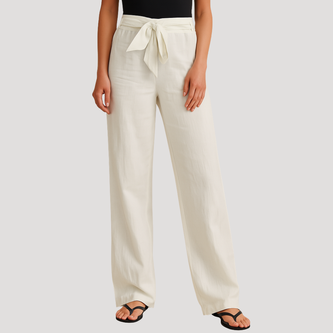 Women's Relaxed Linen Drawstring Wide Leg Pants