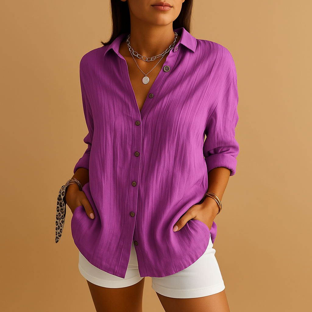 Women's Linen Button-Down Summer Blouse